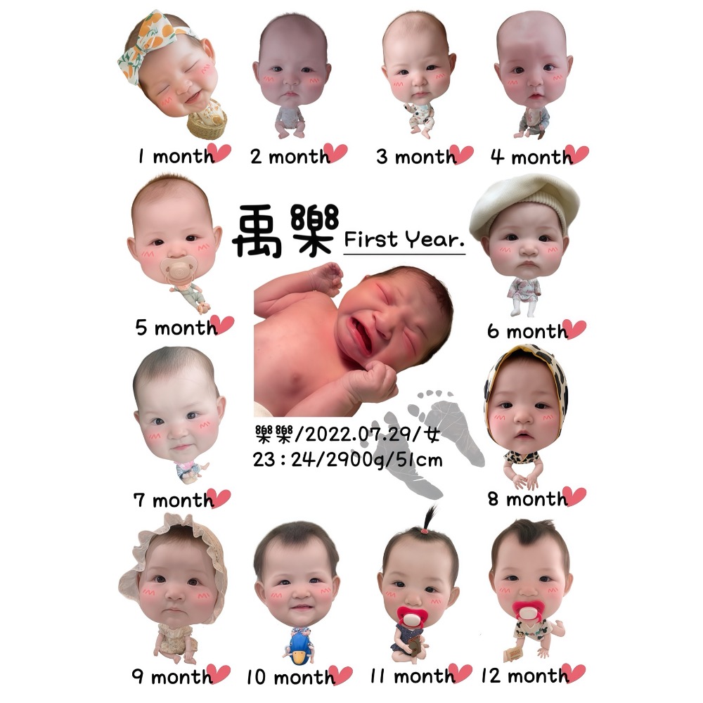 🌸A4尺寸寶寶週歲紀念/生日紀念相框🌸-規格圖9