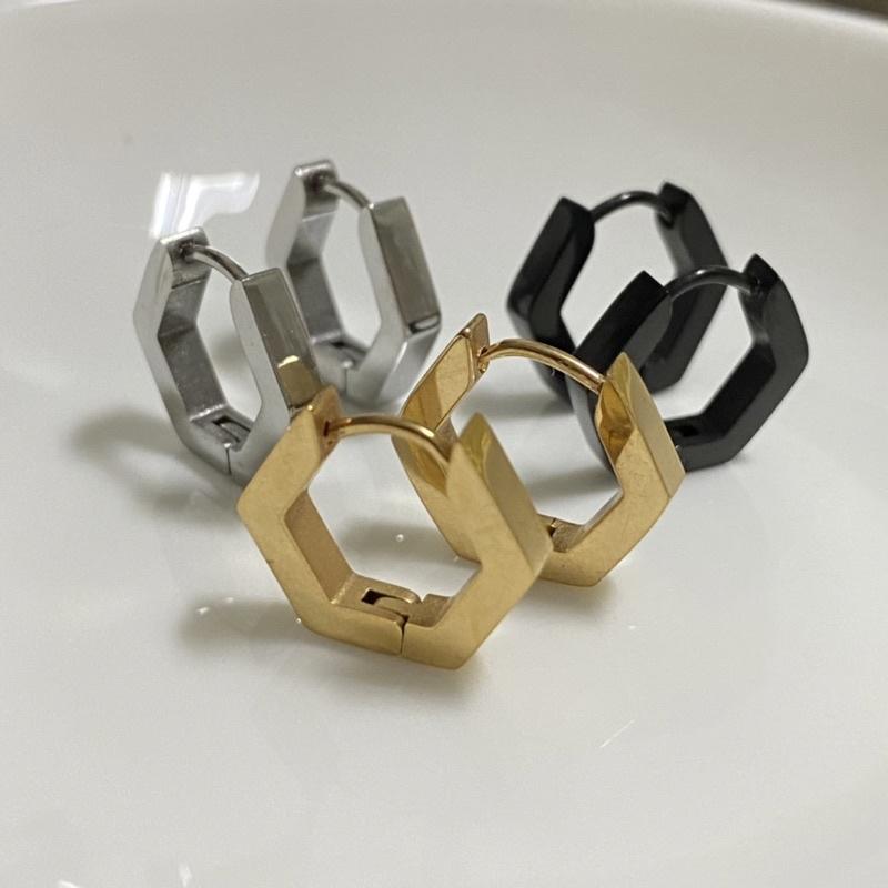 嬉好飾【S.E.＇s HOUSE】 幾何 六邊形 六角形 易扣式耳環 【快速出貨】 現貨 304鋼 細針耳環 歐美風格-細節圖6