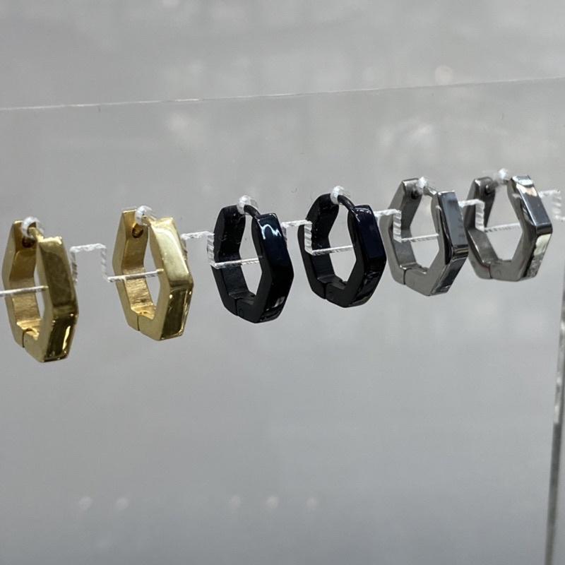 嬉好飾【S.E.＇s HOUSE】 幾何 六邊形 六角形 易扣式耳環 【快速出貨】 現貨 304鋼 細針耳環 歐美風格-細節圖7