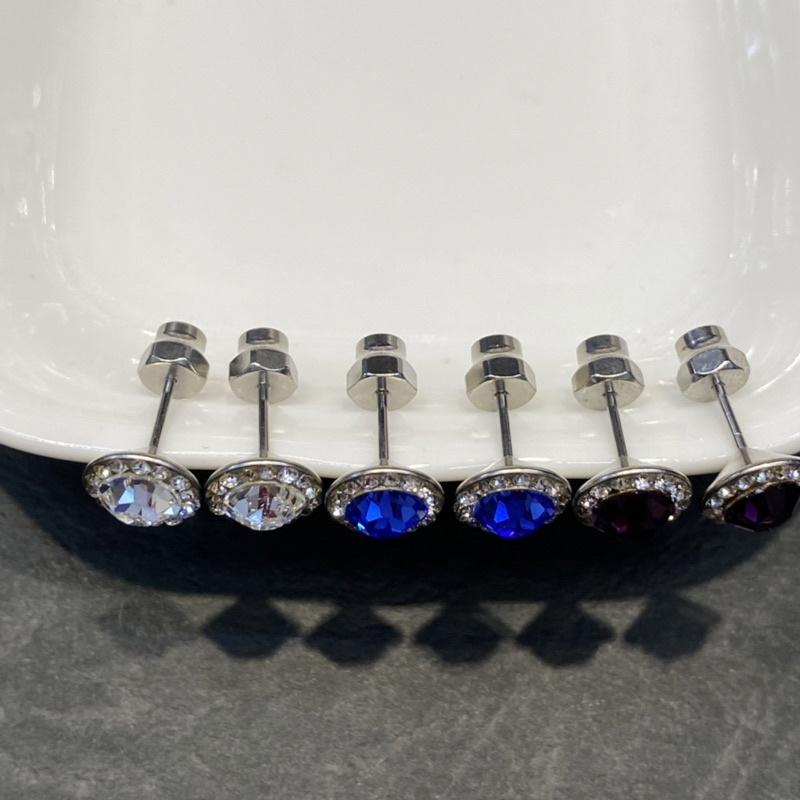 台灣製造316醫療鋼 歐洲鑽 盤鑽系列9MM 後鎖式（含鑽）鎖珠 細針款耳環 一對價 高貴奢華-細節圖2