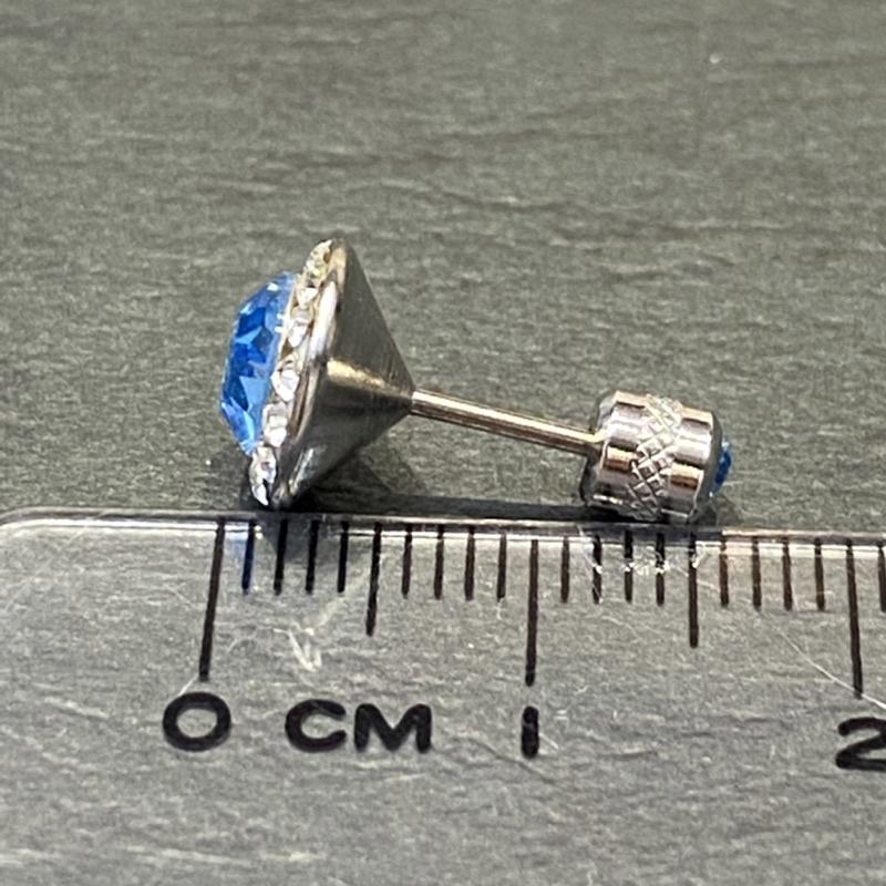 台灣製造316醫療鋼 歐洲鑽 盤鑽系列9MM 後鎖式（含鑽）鎖珠 細針款耳環 一對價 高貴奢華-細節圖7