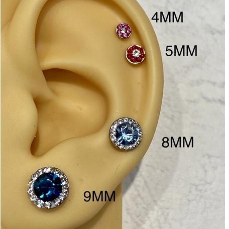 台灣製造316醫療鋼 歐洲鑽 盤鑽系列4MM 後鎖式（含鑽）鎖珠 細針款耳環 一對價 低調高雅 耳骨可使用-細節圖9