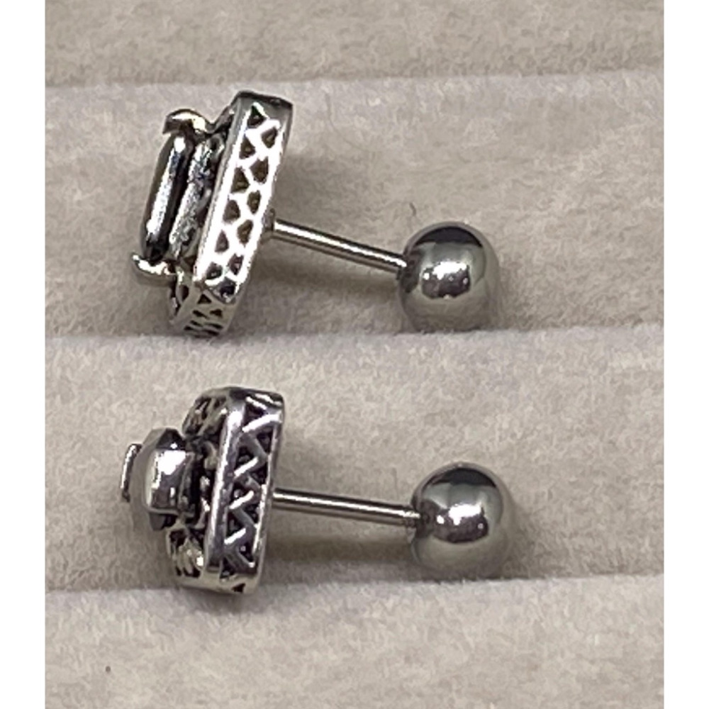 【嬉好飾】台灣製 316 醫療鋼 個性 黑色 歐洲鑽  支架滾花邊  後扣圓珠式鎖式 耳針 耳環-細節圖7