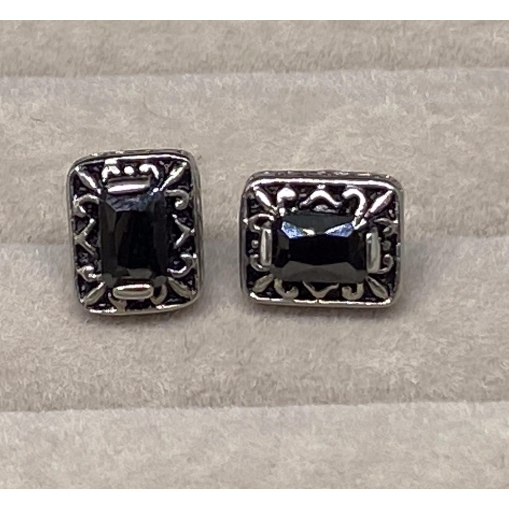 【嬉好飾】台灣製 316 醫療鋼 個性 黑色 歐洲鑽  支架滾花邊  後扣圓珠式鎖式 耳針 耳環-細節圖8