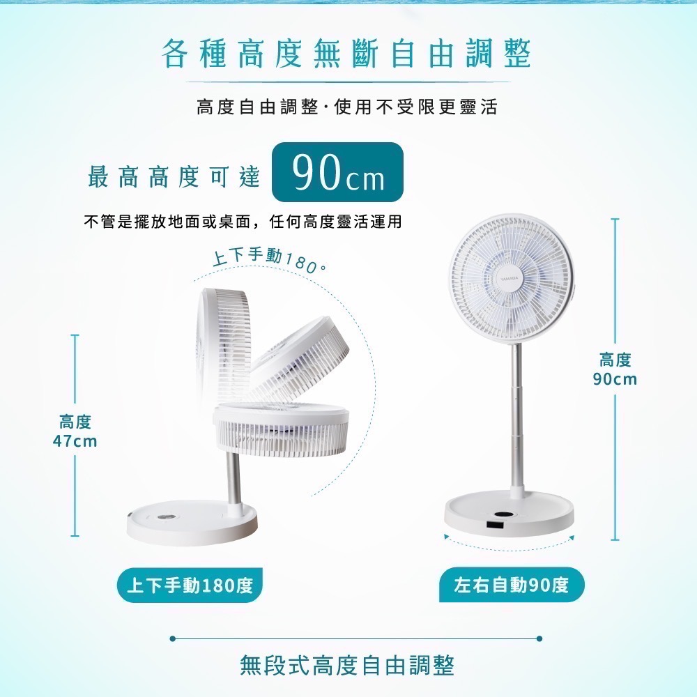 YAMADA 12吋 多功能 折疊 DC 風扇 YUF-12KW010-細節圖5