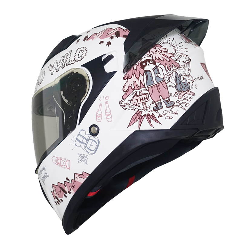 THH 安全帽 T840B 野FUN 露營貓咪 小帽體 內鏡 耳機槽 金屬排齒扣 通勤帽-細節圖4