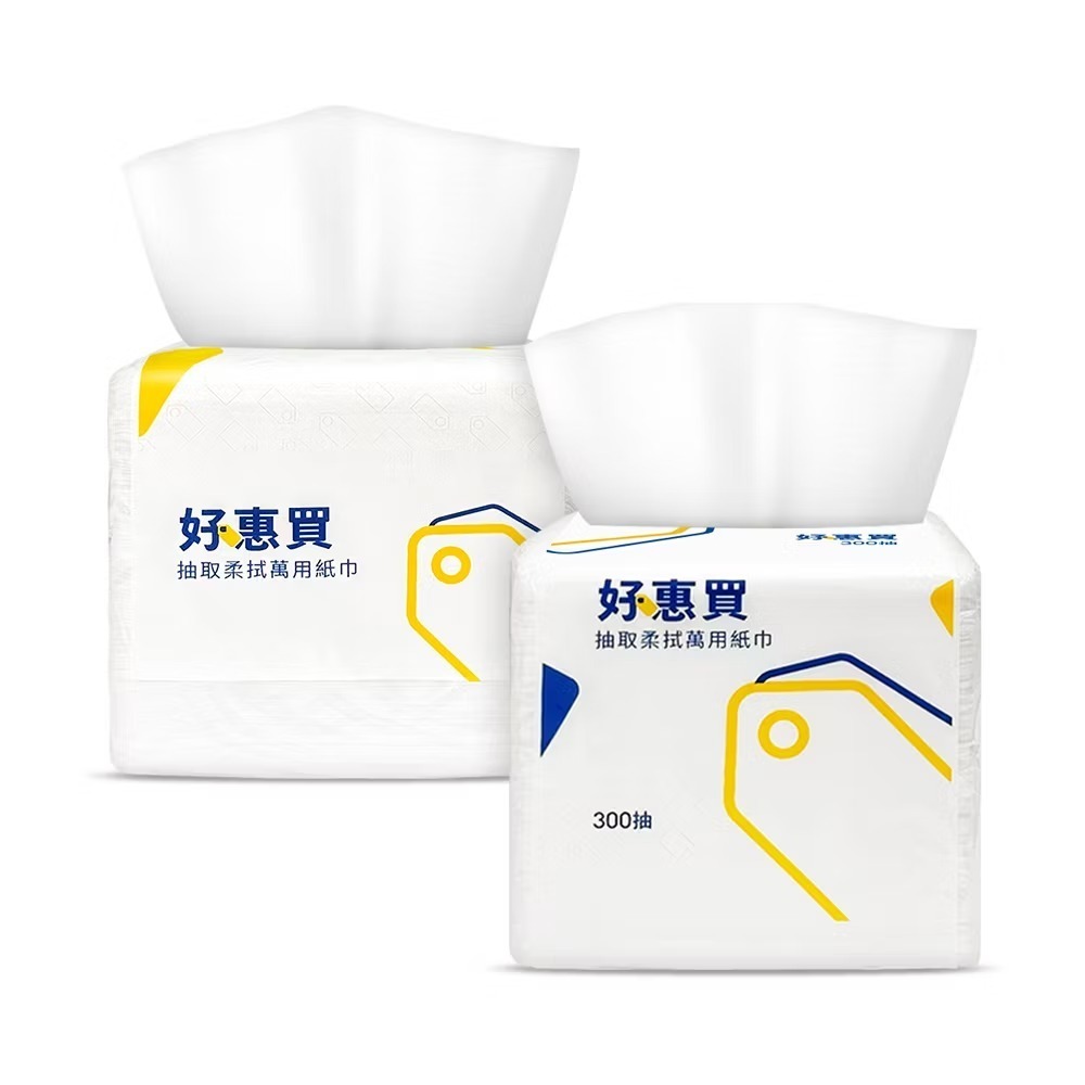 好惠買抽取柔拭萬用紙巾 300抽/包 衛生紙..沒錯..300抽只要7元-細節圖2