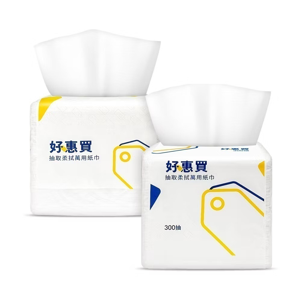 好惠買抽取柔拭萬用紙巾 300抽/包 衛生紙..沒錯..300抽只要7元-細節圖2