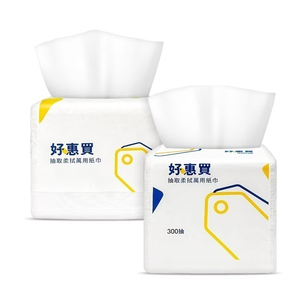好惠買抽取柔拭萬用紙巾 300抽/包 衛生紙..沒錯..300抽只要7元-細節圖2