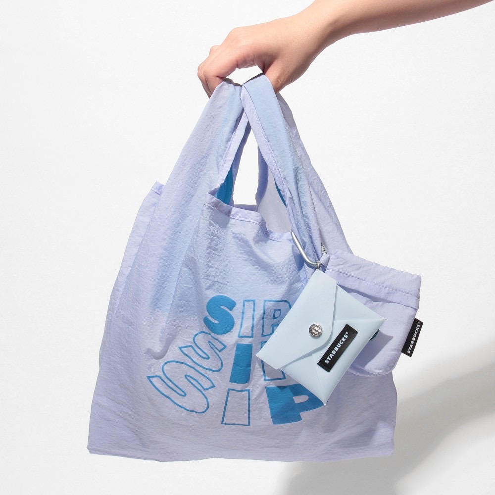 ［吉力揪愛買］日本星巴克2025春季限定2層式TOGO 環保購物袋+收納包及卡片包 藍色/粉色-細節圖3