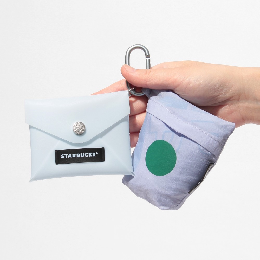 ［吉力揪愛買］日本星巴克2025春季限定2層式TOGO 環保購物袋+收納包及卡片包 藍色/粉色-細節圖5