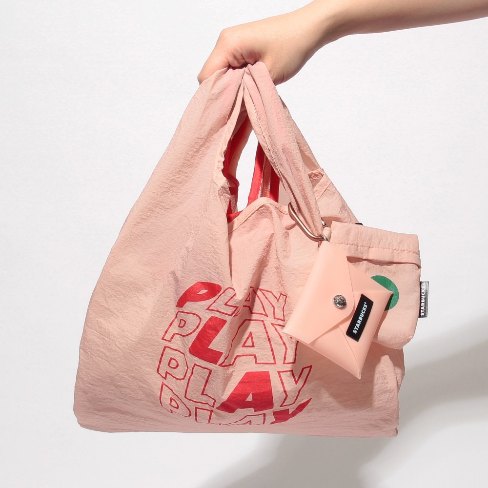 ［吉力揪愛買］日本星巴克2025春季限定2層式TOGO 環保購物袋+收納包及卡片包 藍色/粉色-細節圖6