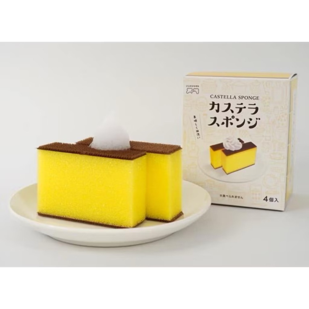 [吉力揪愛買］現貨-日本LOFT長崎蛋糕造型百潔布 / 洗碗海綿 / 四入盒裝-細節圖2