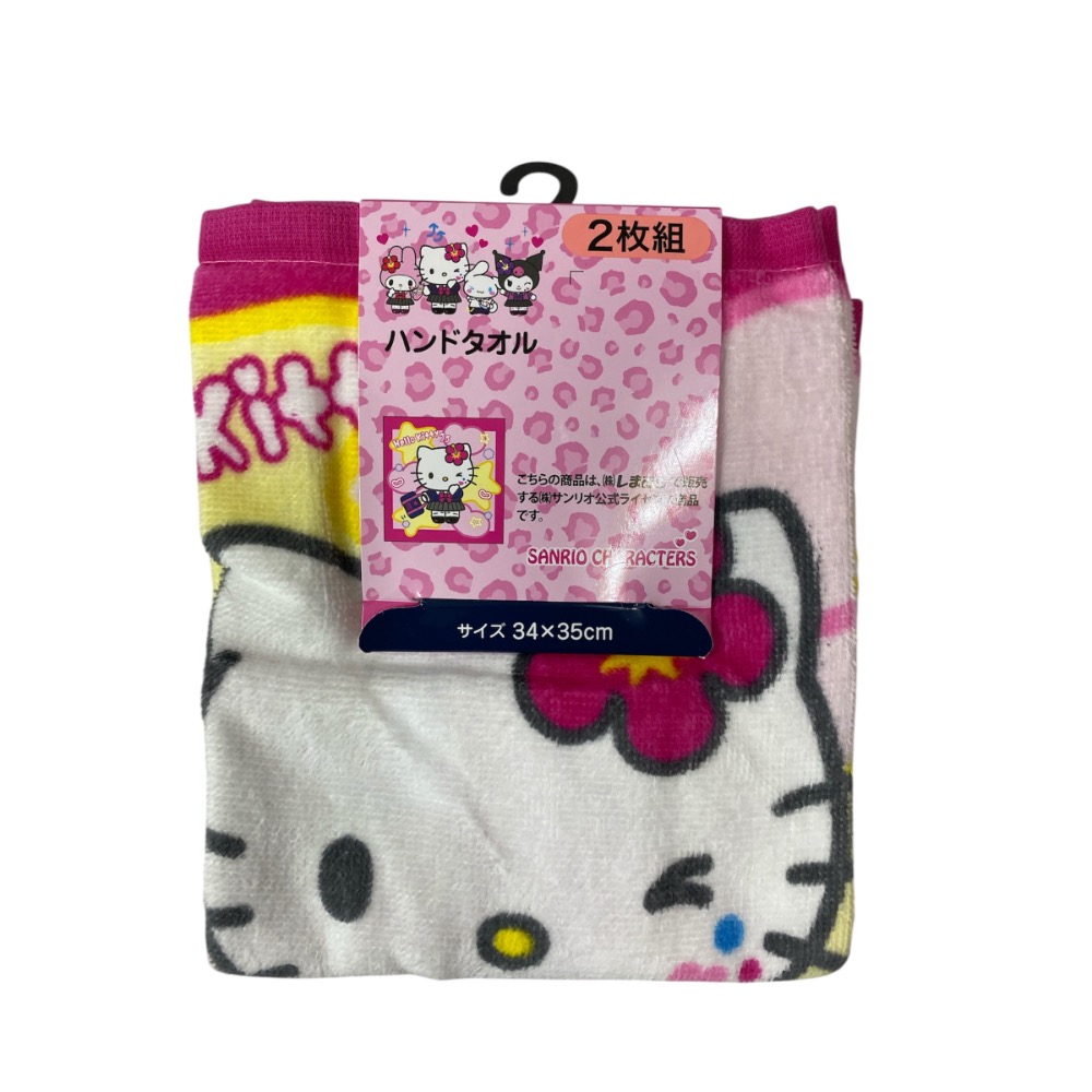 ［吉力揪愛買］日本限定販售-日本しまむら X 三麗鷗SANRIO角色聯名手帕毛巾2入/組-細節圖2