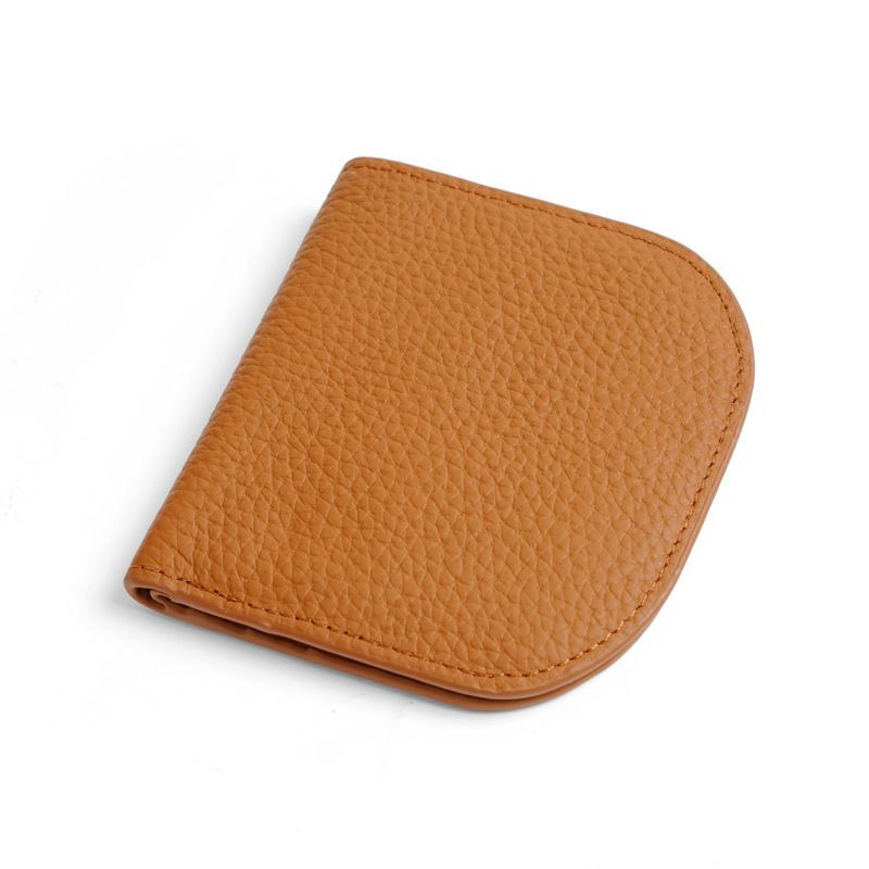 理塔。現貨真皮超薄多色時尚半月型彎月型短夾小錢包 素色款-規格圖3