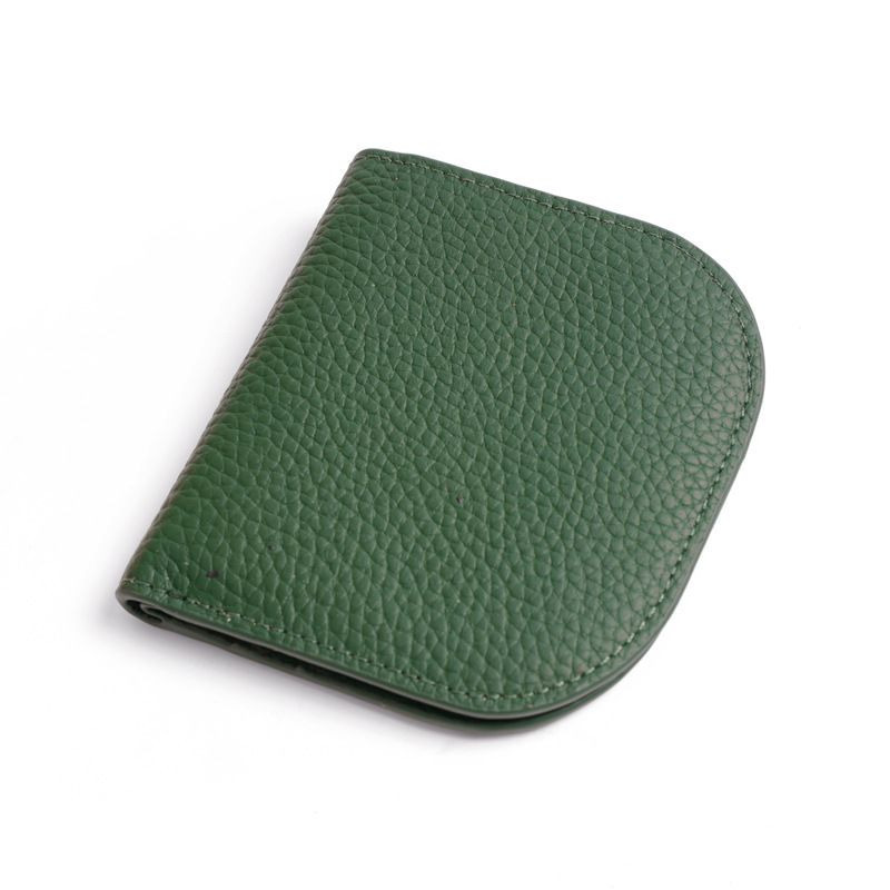 理塔。現貨真皮超薄多色時尚半月型彎月型短夾小錢包 素色款-規格圖3