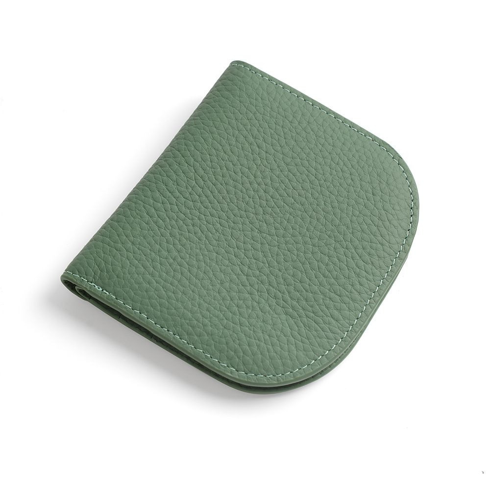 理塔。現貨真皮超薄多色時尚半月型彎月型短夾小錢包 素色款-規格圖3