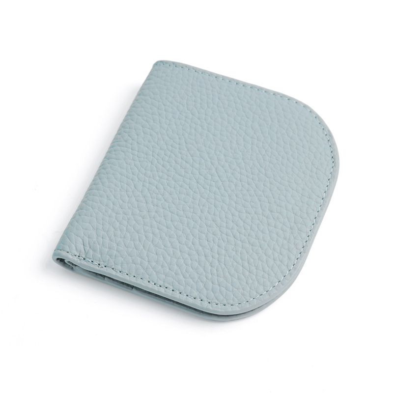 理塔。現貨真皮超薄多色時尚半月型彎月型短夾小錢包 素色款-規格圖3