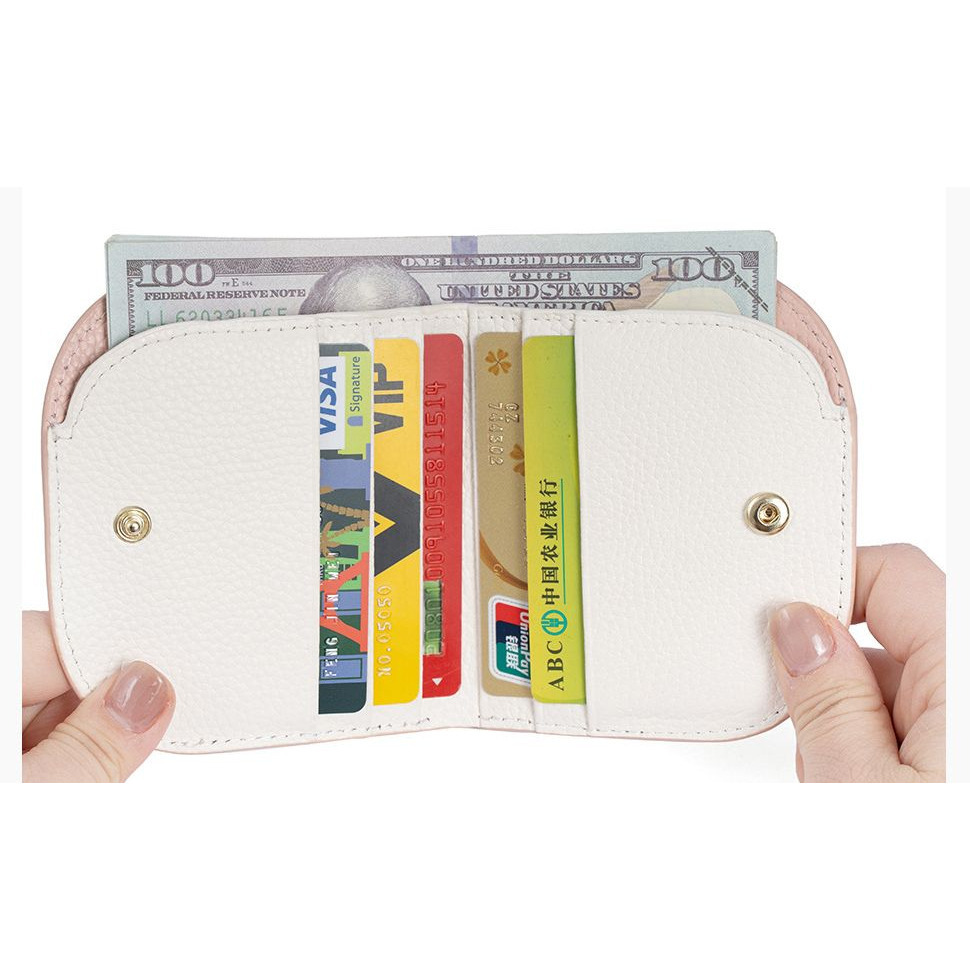 理塔。現貨真皮超薄多色時尚半月型彎月型短夾小錢包 撞色款-細節圖3