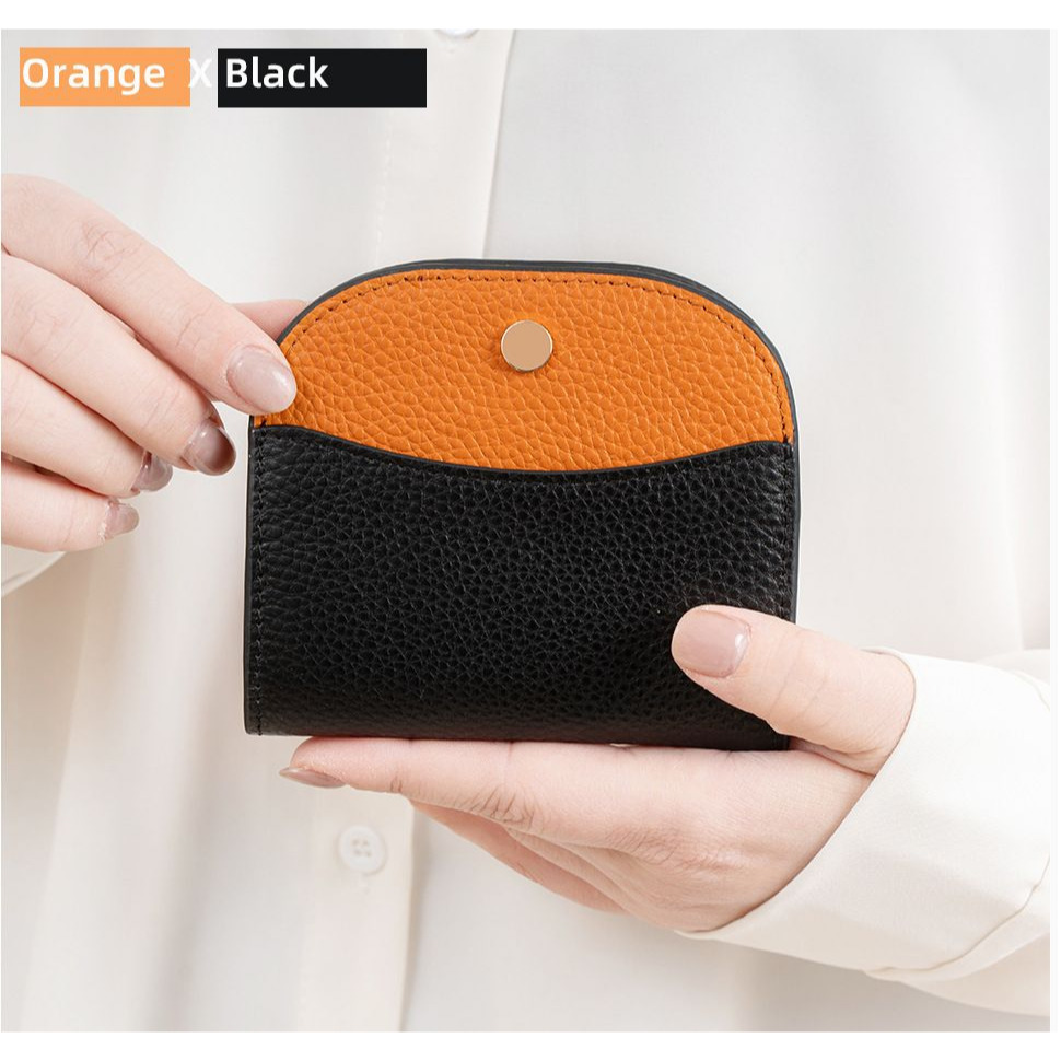 理塔。現貨真皮超薄多色時尚半月型彎月型短夾小錢包 撞色款-規格圖7