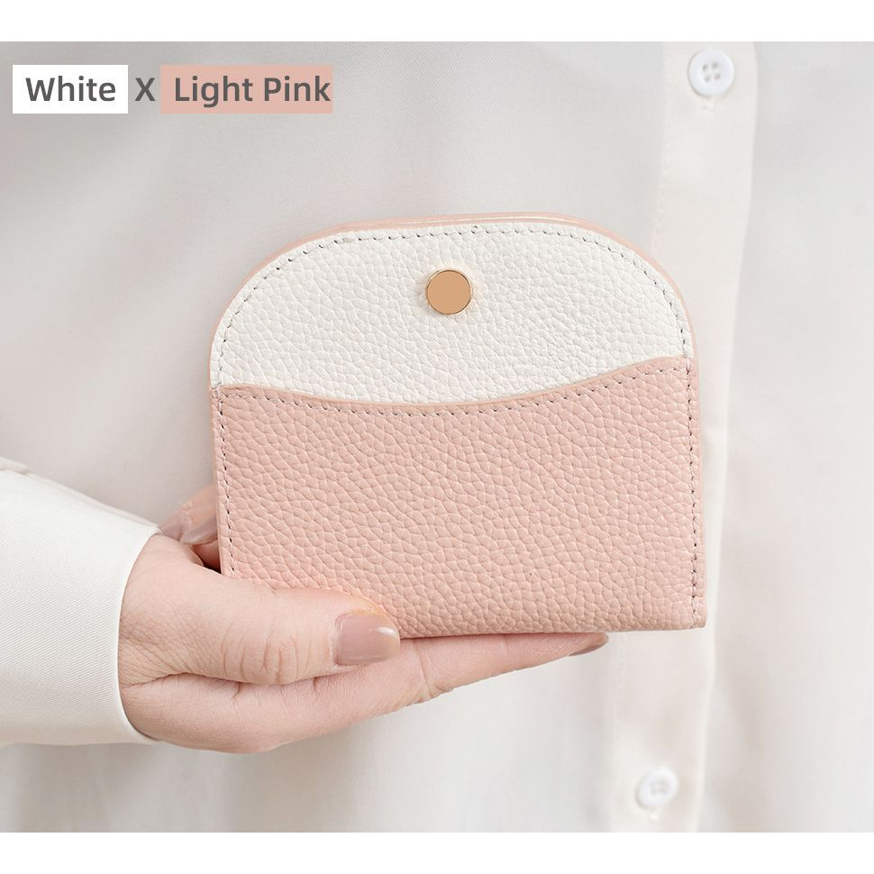 理塔。現貨真皮超薄多色時尚半月型彎月型短夾小錢包 撞色款-規格圖6