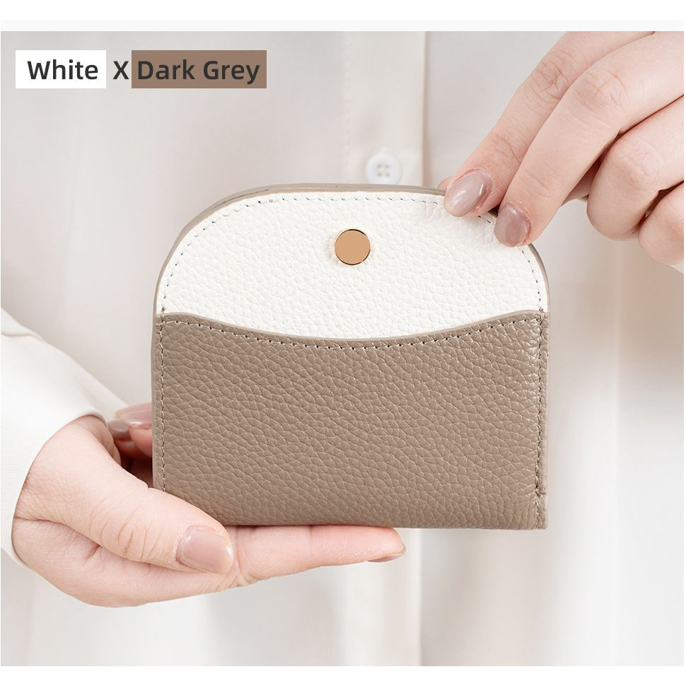 理塔。現貨真皮超薄多色時尚半月型彎月型短夾小錢包 撞色款-規格圖6