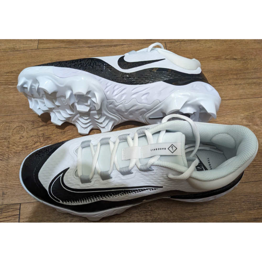 US10.5, 11全新含鞋盒 Nike Alpha Huarache Elite 4 Low MCS棒壘球膠釘 黑/白-細節圖8