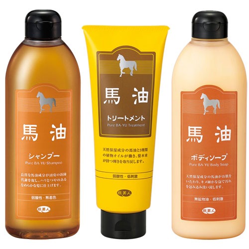 日本製 旅美人 馬油禮盒組(洗髮精400ml+沐浴乳400ml+護髮乳240g)-細節圖2