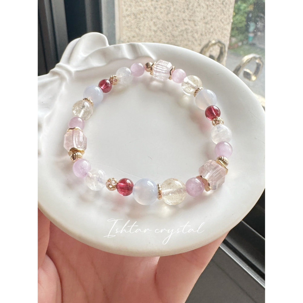 強力推薦❣️溫柔色系🧚‍♀️設計款147｜粉晶·香檳石榴石·紫鋰輝·藍瑪瑙·馬島月光·黃阿塞-細節圖6