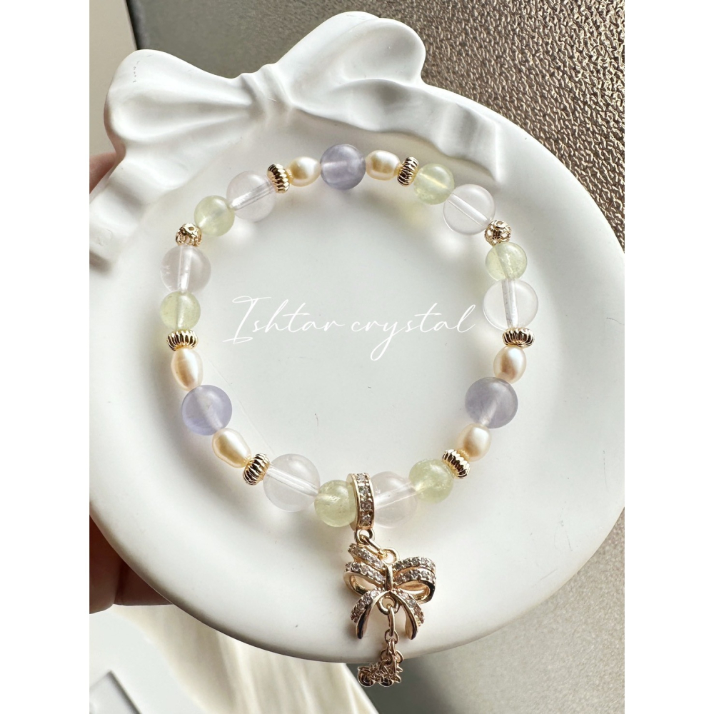 強力推薦❣️溫柔色系🧚‍♀️設計款165｜海綠寶·紫螢石·六芒星粉晶·淡水珍珠-細節圖2