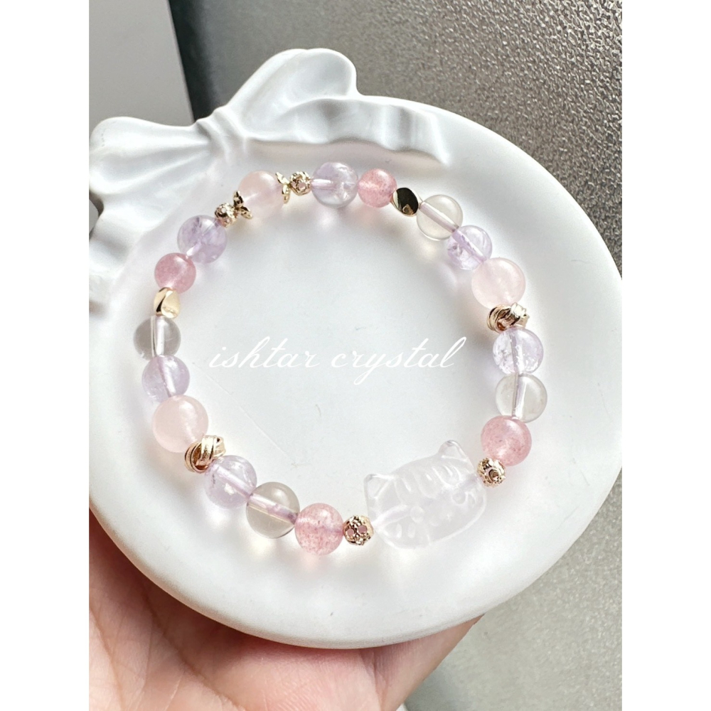 強力推薦❣️溫柔色系🧚‍♀️設計款171｜✨白水晶·草莓晶·粉晶·茶晶·紫水晶-細節圖3