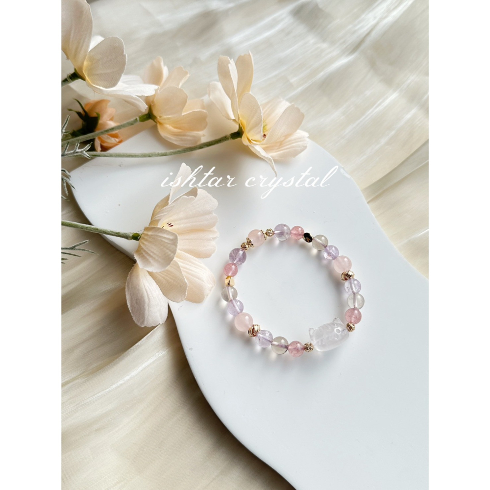 強力推薦❣️溫柔色系🧚‍♀️設計款171｜✨白水晶·草莓晶·粉晶·茶晶·紫水晶-細節圖5