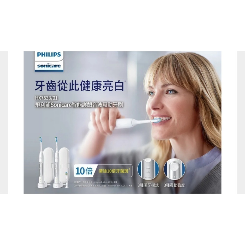 PHILIPS 飛利浦 Sonicare 智能護齦音波電動牙刷 HX7533/01(雙入組)+鑽石刷頭一入 台灣公司貨-細節圖4