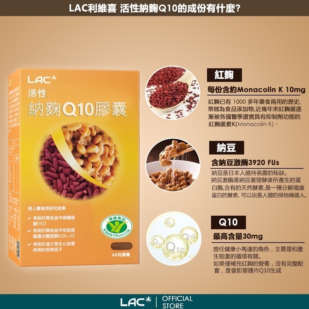 【LAC利維喜】活性納豆紅麴Q10膠囊60顆-細節圖3