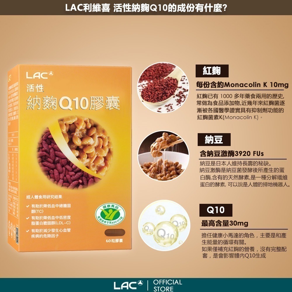 【LAC利維喜】活性納豆紅麴Q10膠囊60顆-細節圖3