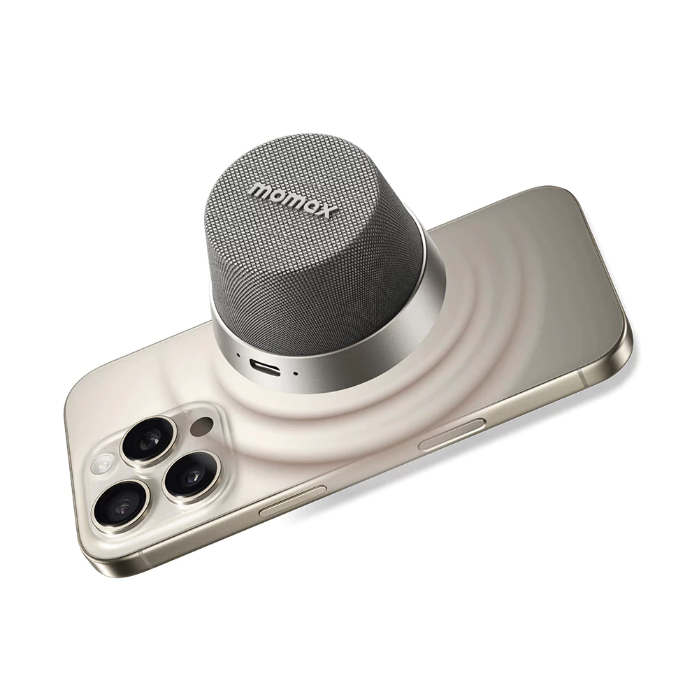 Momax 可串接 1-Vibe Go 迷你磁吸無線音箱 喇叭 外接音響 大音量 磁吸支架 手機支架 冰箱貼 防水音箱-細節圖4