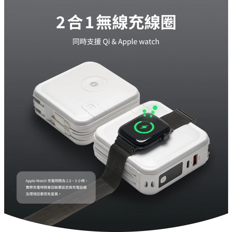 LaPO 日本松下電芯 WT-08S 10050mAh 全功能行動電源 自帶線 適用蘋果手錶 附轉接頭 快充-細節圖6