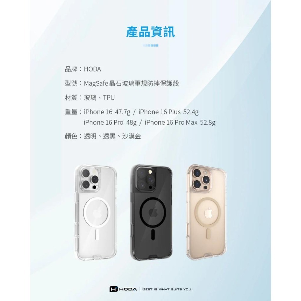 hoda 晶石玻璃軍規防摔保護殼 MagSafe 適用 iPhone 17 16 15 14 13 12 手機殼-細節圖9