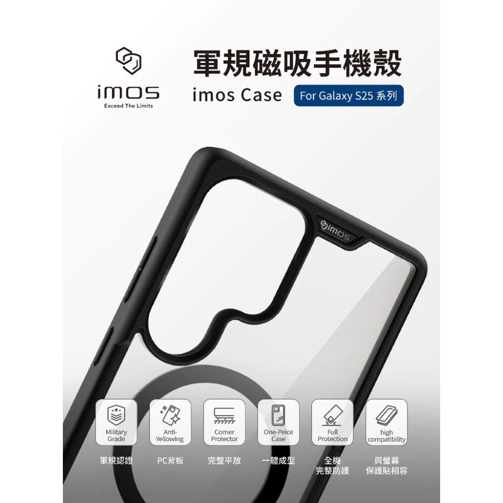 imos 透明軍規防摔殼 磁吸殼 透明殼 黑色 S25 Ultra 24 Ultra magsafe-細節圖2