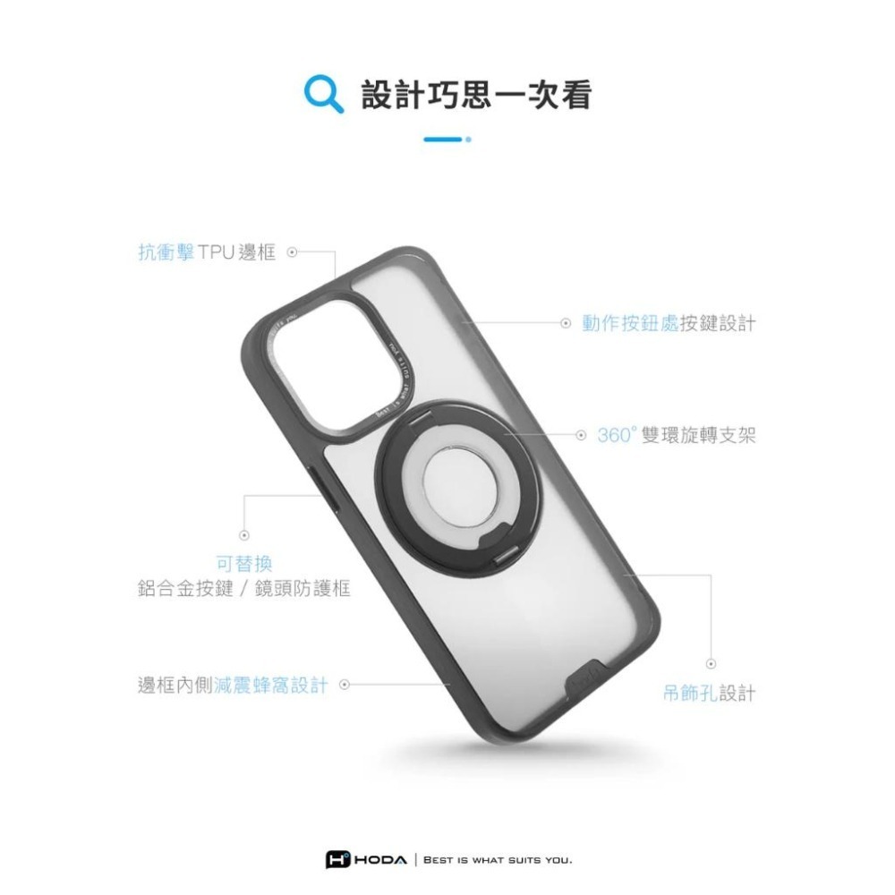 hoda 柔石支架指環保護殼 MagSafe 適用 iPhone 17 16 15 Promax-細節圖9