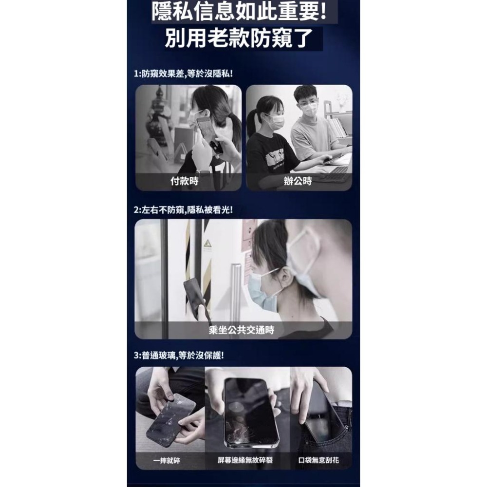 防窺保護貼 防偷窺滿版玻璃貼 適用iPhone 17 16 15 14 13 12 11 防窺片 防窺 保護貼 玻璃貼-細節圖6