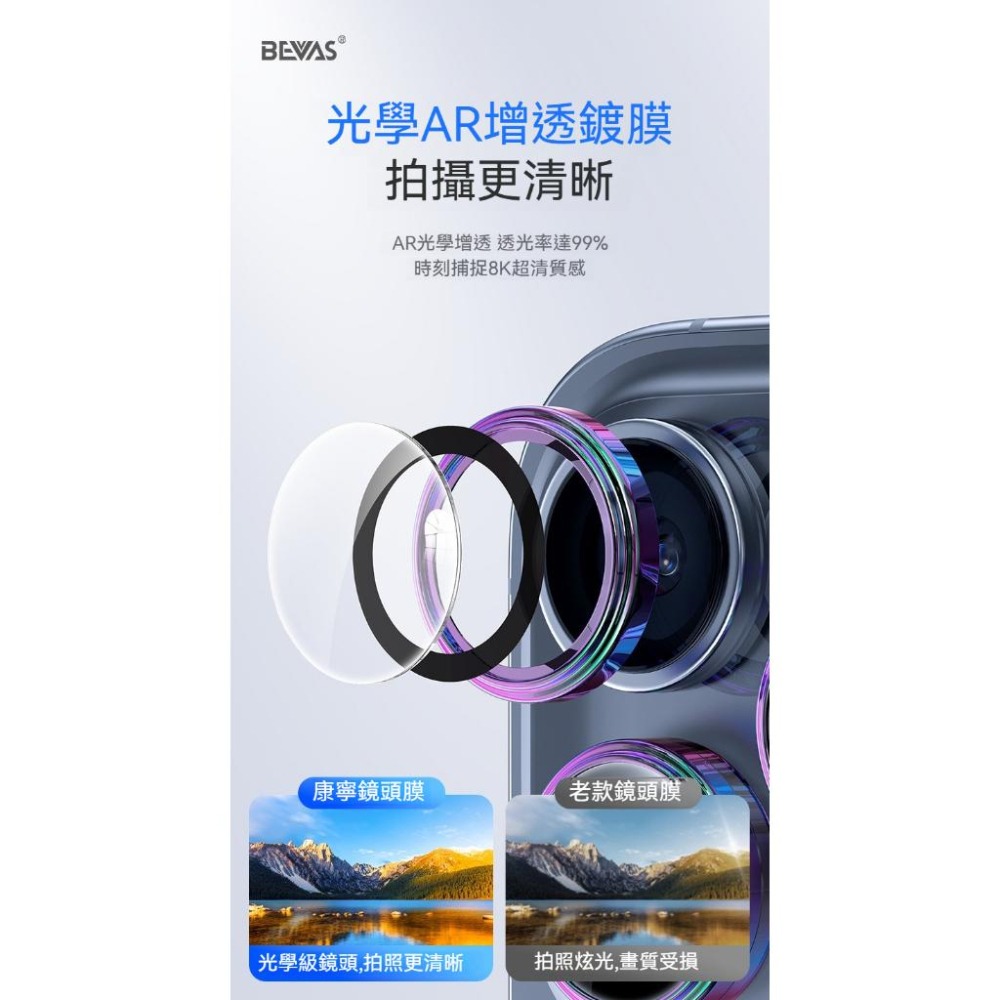 【日本 BEVAS】PVD不鏽鋼鏡頭貼 康寧AR鷹眼 適用 iPhone 17 16 15 系列 鏡頭貼 鏡頭保護圈-細節圖6
