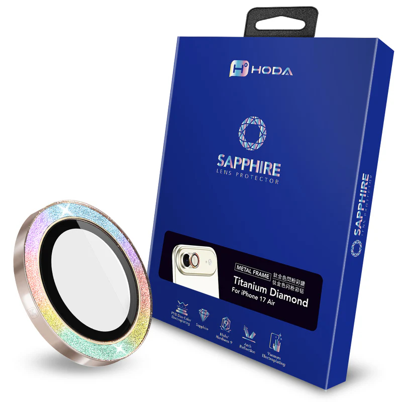 hoda 藍寶石鏡頭保護貼 iPhone 17 /16 系列適用，金屬框設計，燒鈦工藝-規格圖10