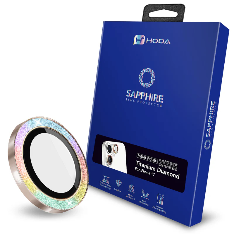 hoda 藍寶石鏡頭保護貼 iPhone 17 /16 系列適用，金屬框設計，燒鈦工藝-規格圖10
