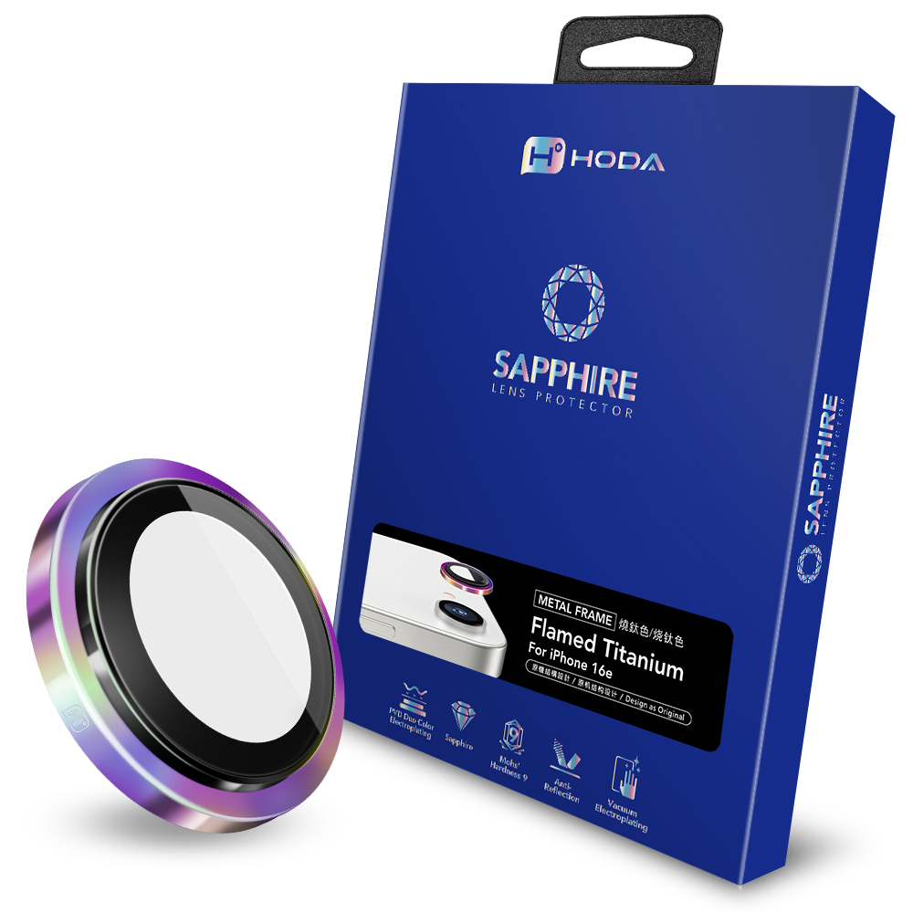 hoda 藍寶石鏡頭保護貼 iPhone 17 /16 系列適用，金屬框設計，燒鈦工藝-規格圖10