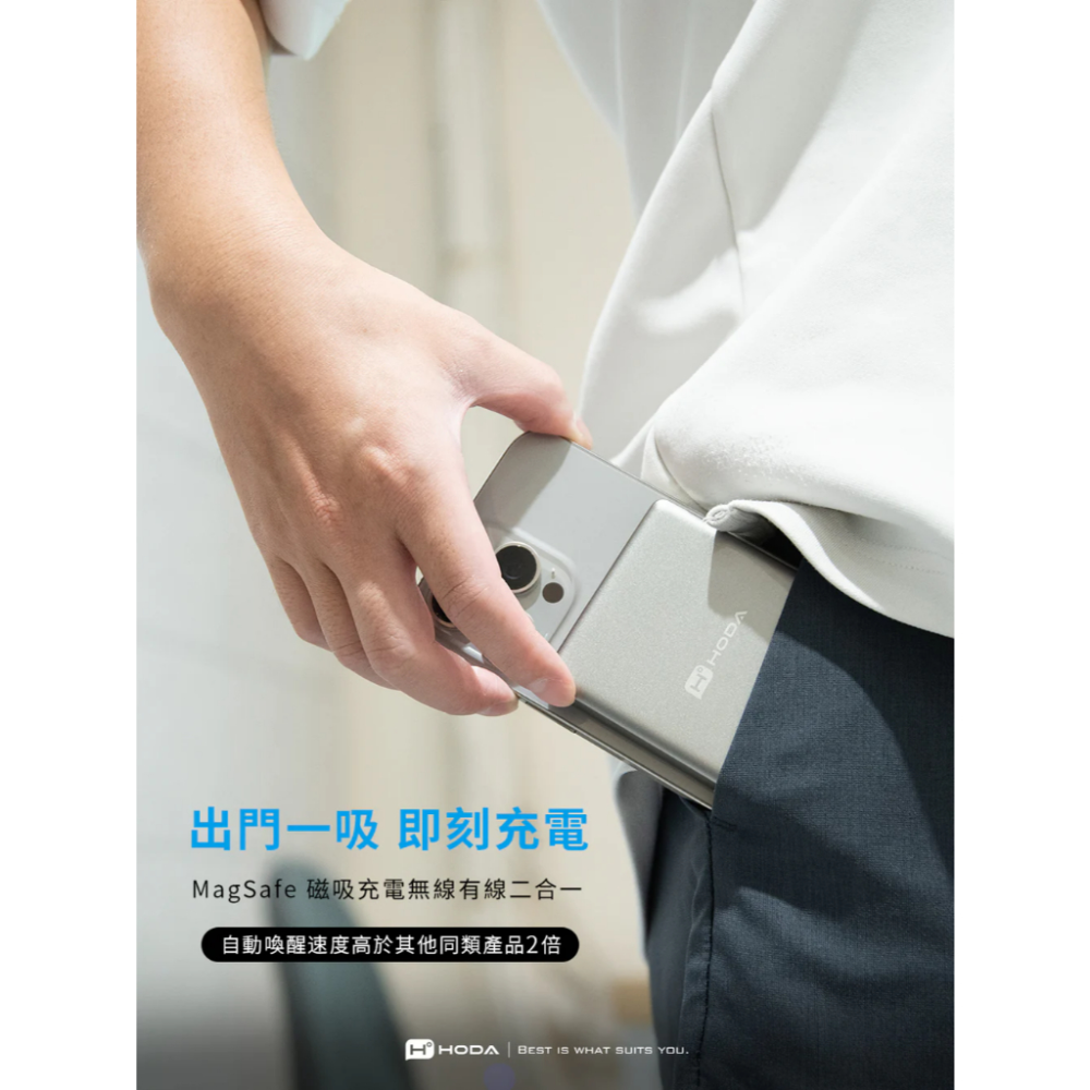 隔日到貨hoda Magnetic Wireless 鋁合金超薄行動電源 5000mAh 10000mAh 快充 行動充-細節圖6