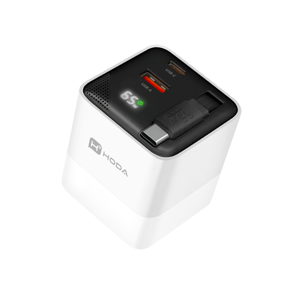 HODA 65W GaN 氮化鎵三輸出自帶伸縮線電源供應器 / 極速智能充電器-規格圖9