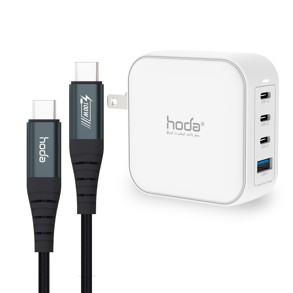hoda 100W GaN氮化鎵智慧方型四孔充電頭 豆腐頭 (內附100W C to C充電線)-規格圖9