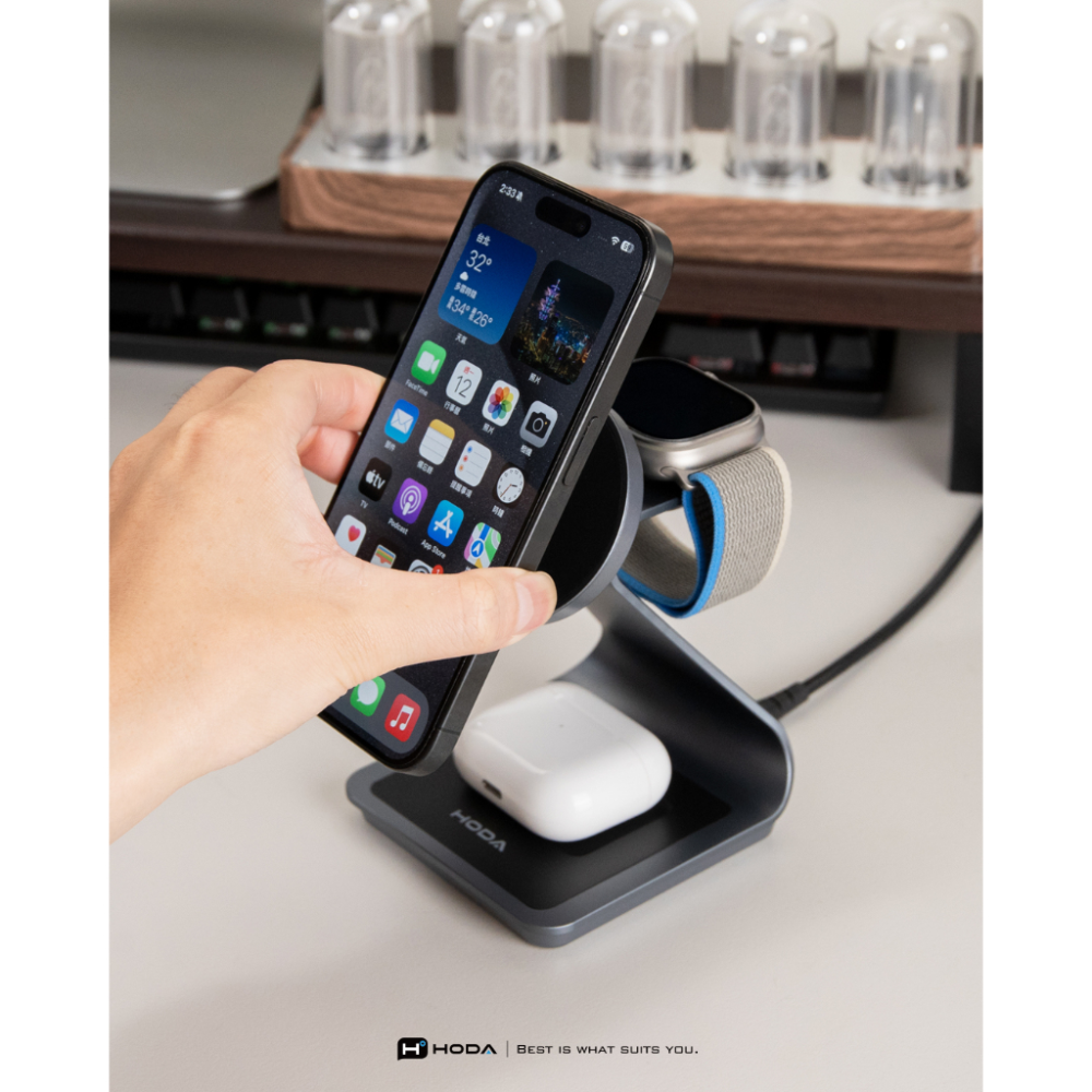 HODA 三合一磁吸無線充電座 (內附 A to C 充電線)-細節圖9