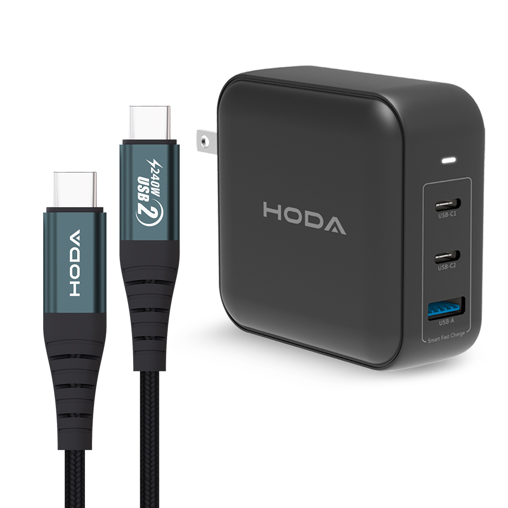 HODA 140W GaN氮化鎵智慧方型四孔電源供應器 / 極速智能充電器 (內附 240W C to C充電線)-規格圖9